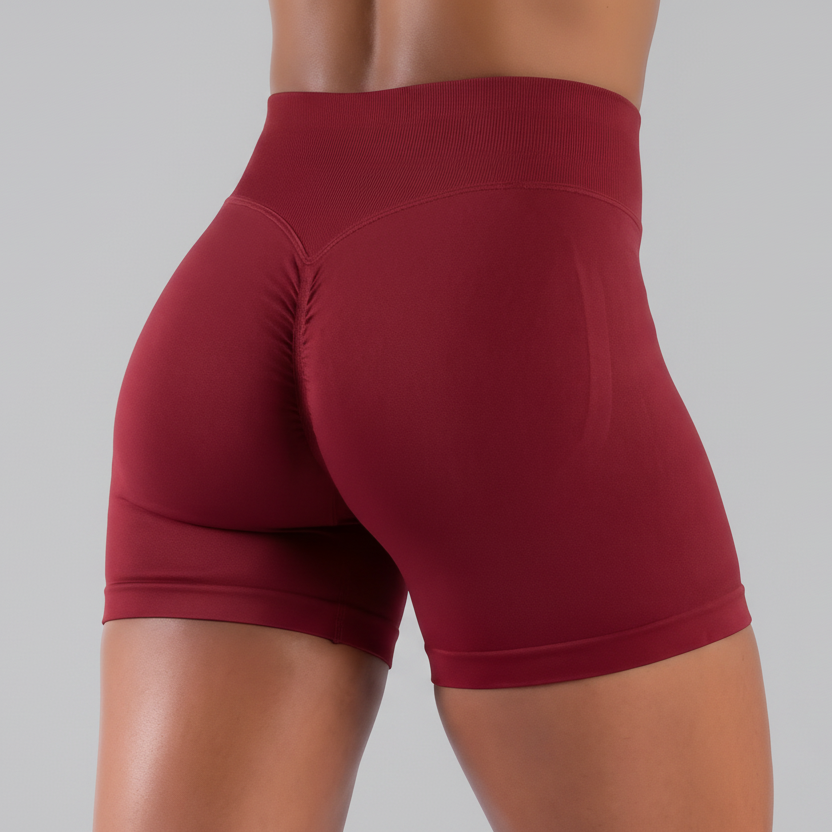 Maroon athletic FormFlex™ Ribbed  shorts worn by a person on a white background