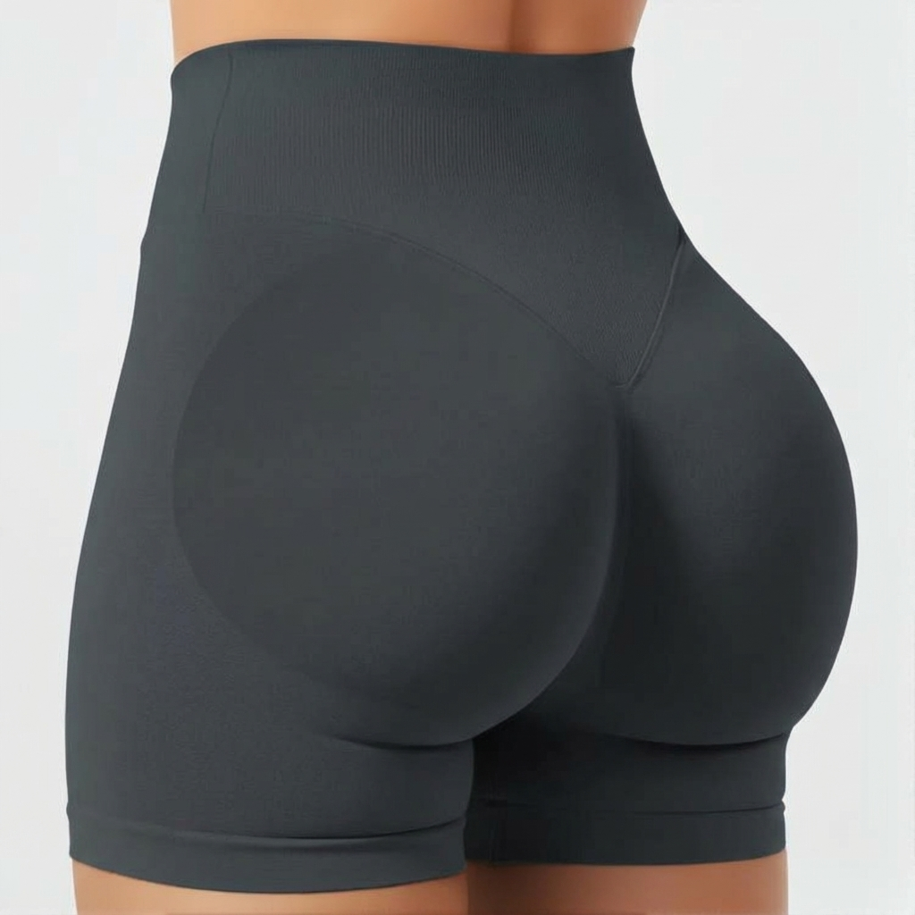 Charcoal SoftForm™ High-Rise Shorts on a plain background